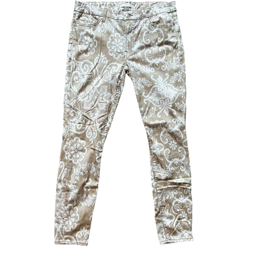 Seven for‎ all Mankind Women’s Boho Paisley Skinny Pants White Hold Size 31